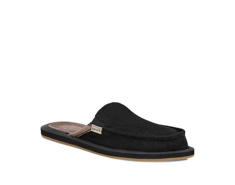 Sanuk Womens You Got My Back Hemp Slipper Black Shoes | WLTRSJ396